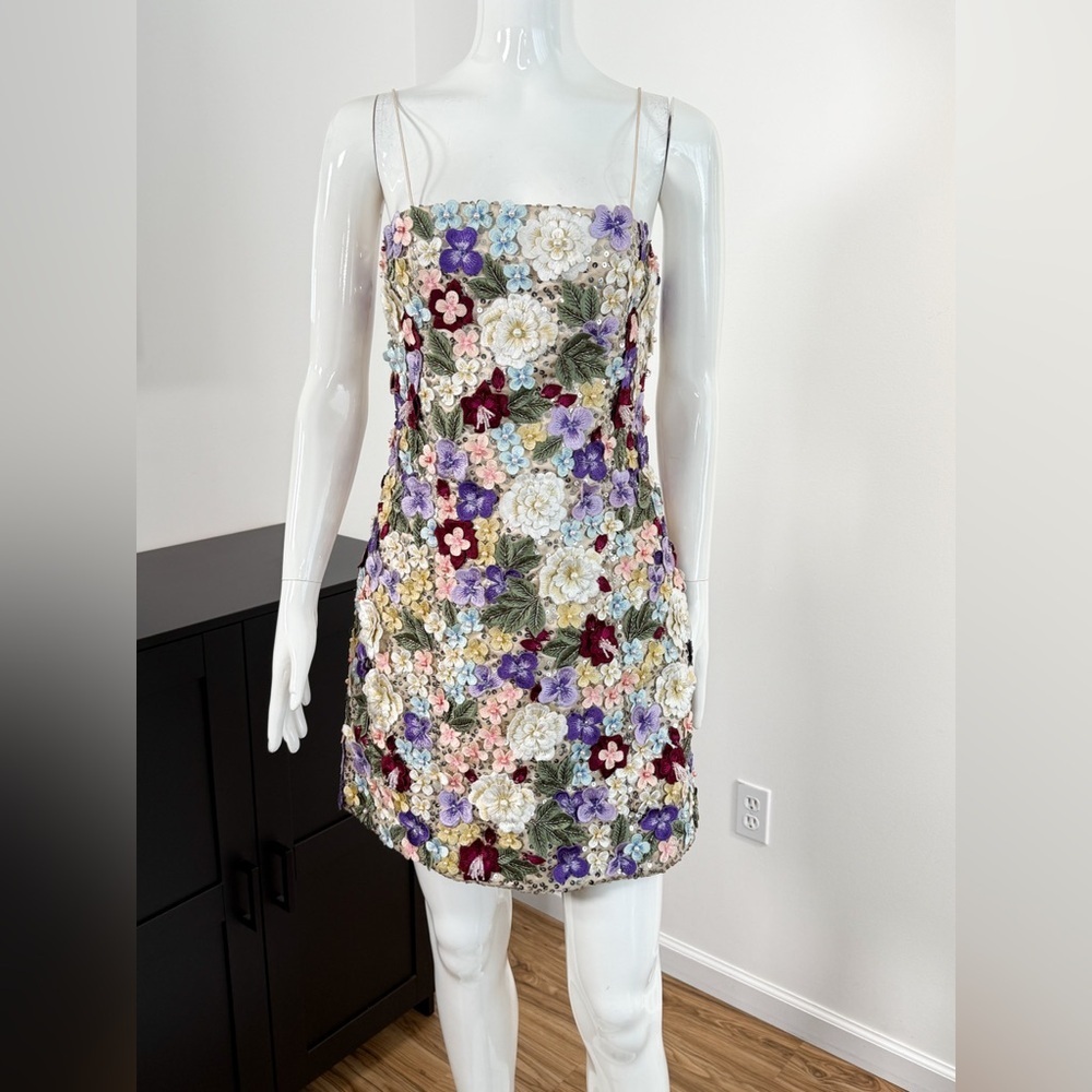 Alice + Olivia Velia Floral Embellished Minidress $1495 NWT Size 4 - Picture 7 of 13